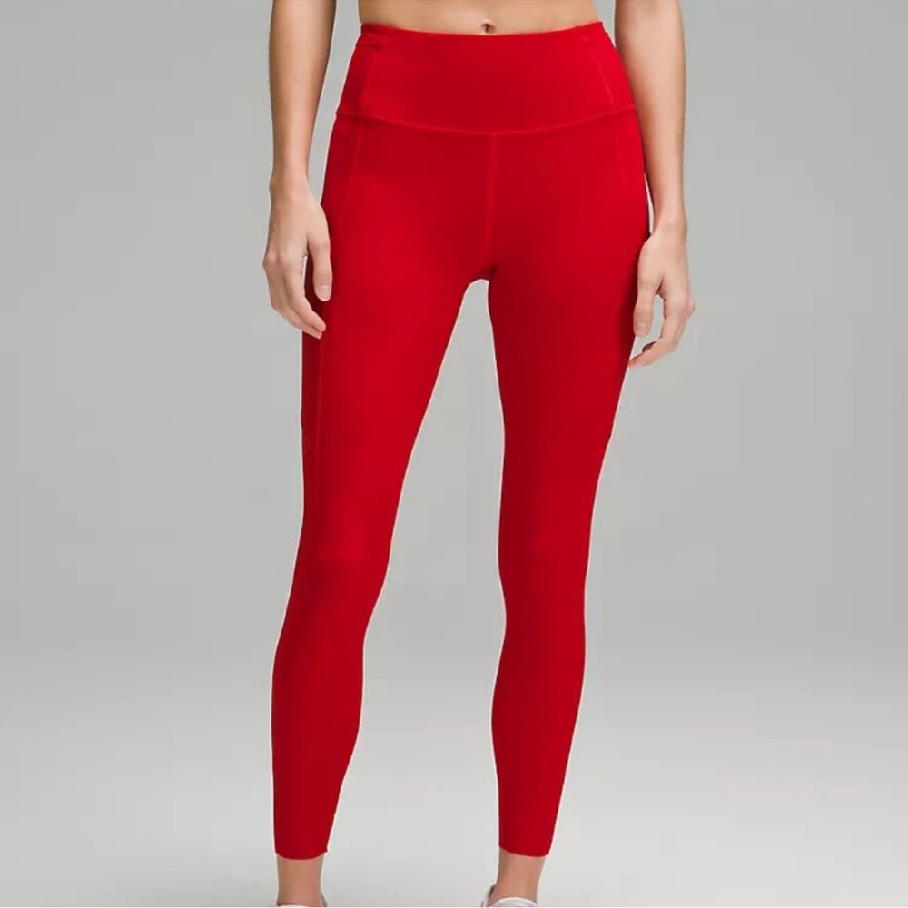 Red fast and free lululemon leggings with pockets, 25’